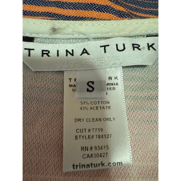 Trina Turk Multicolor Colorblock Striped Halter Backless Open Back Blouse Top S - Picture 4 of 5